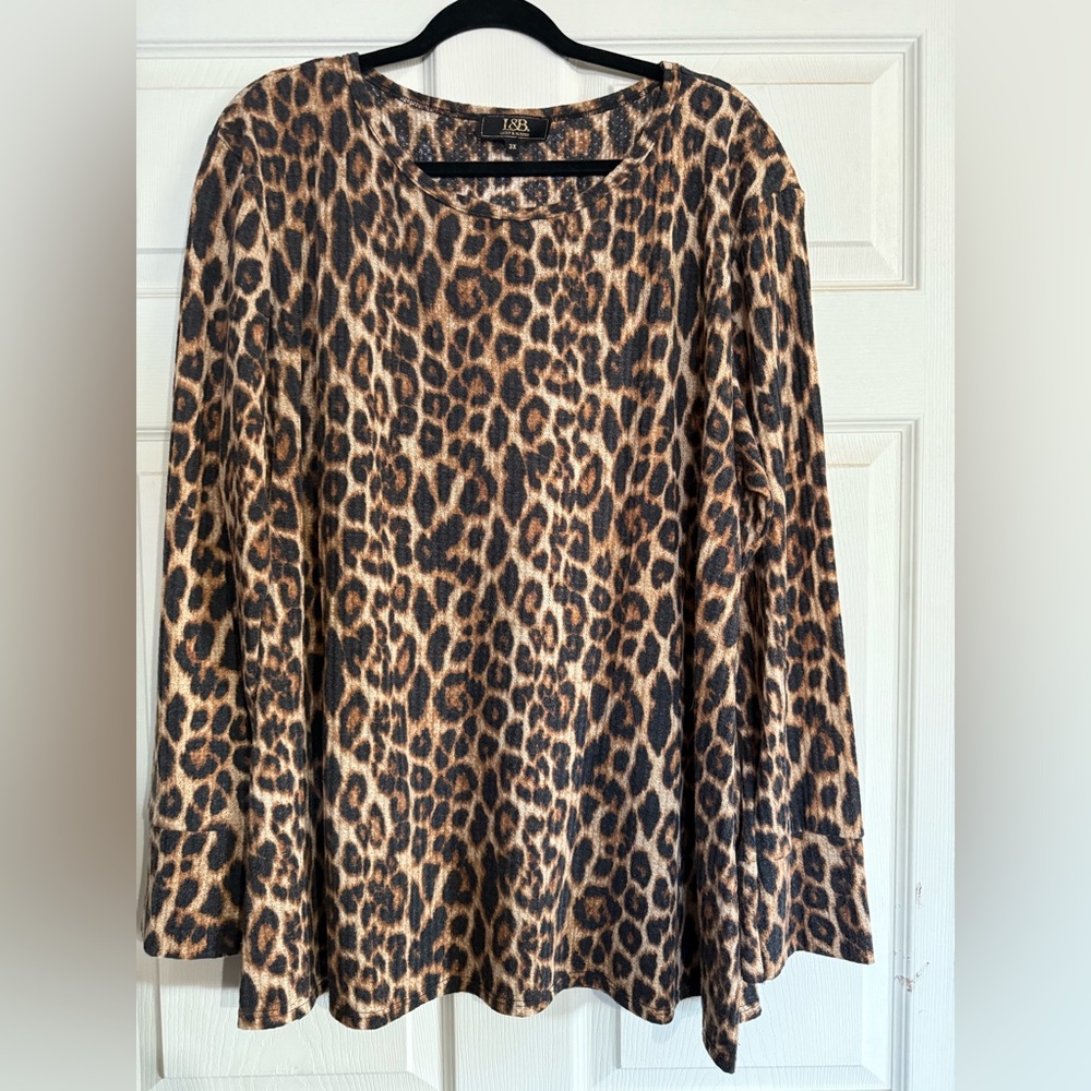 L&B Leopard Print Long Sleeve Top 3xl